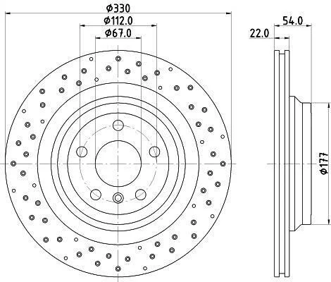 HELLA PRO HIGH CARBON DB диск гальмівний задн.GLE W166 11- HELLA PAGID 8DD 355 122551 (фото 1)
