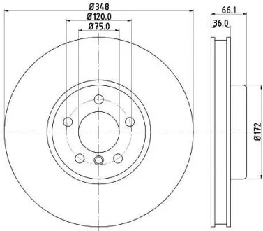 HELLA PRO BMW диск гальмівний перед. прав. F10,6,7 F01 10- HELLA PAGID 8DD 355 119271
