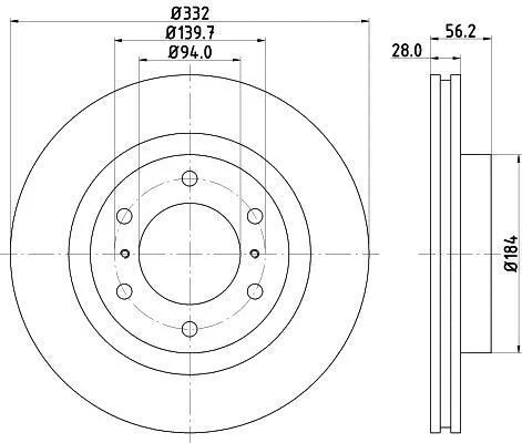HELLA PRO MITSUBISHI диск гальмівний передн. Pajero IV 07- HELLA PAGID 8DD 355 119081 (фото 1)