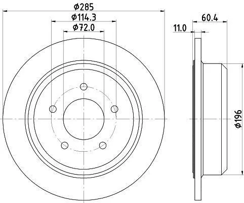 HELLA PRO JEEP гальмівний диск задн. Grand Cherokee 92-99 HELLA PAGID 8DD 355 114801 (фото 1)