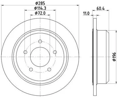 HELLA PRO JEEP гальмівний диск задн. Grand Cherokee 92-99 HELLA PAGID 8DD 355 114801
