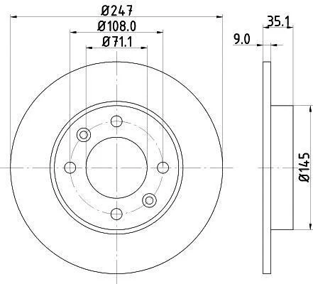 HELLA CITROEN гальмівний диск задній Berlingo, C2, C3, C4 HELLA PAGID 8DD 355 108391 (фото 1)