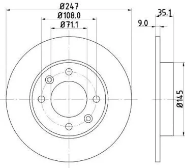 HELLA CITROEN гальмівний диск задній Berlingo, C2, C3, C4 HELLA PAGID 8DD 355 108391