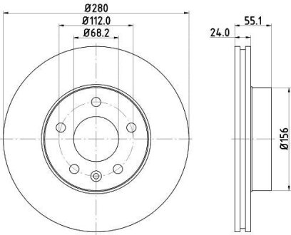 Диск гальмівний з покриттям PRO передній HELLA PAGID 8DD 355 105-591