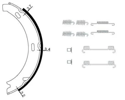 HELLA DB Щоки ручного гальма DB203 (164*20) з кріпленням. HELLA PAGID 8DA 355 050431