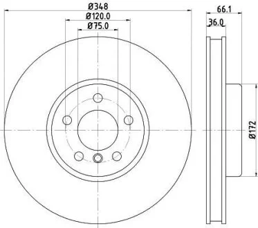 HELLA PRO BMW диск гальмівний перед. лів. F10,6,7F01 10- HELLA PAGID 8DD 355 119261