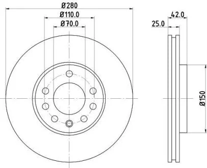 HELLA OPEL диск гальмівний передн.вент. Astra G/H,Meriva HELLA PAGID 8DD 355 106071