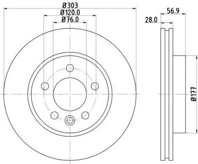 HELLA PRO HIGH CARBON VW диск гальм. передн. Amarok 10- HELLA PAGID 8DD 355 129211