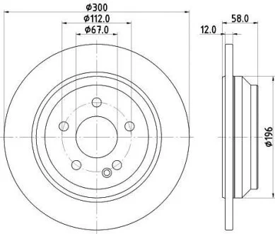 HELLA PRO DB гальмівний диск задн. Vito 14-, EQV (W447) HELLA PAGID 8DD 355 122441