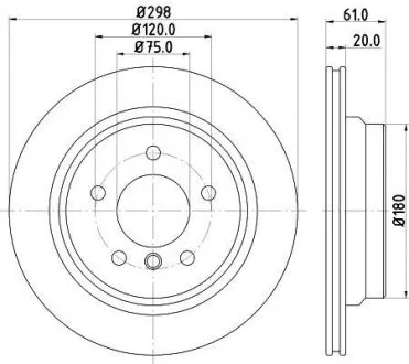 HELLA диск гальмівний задній (вентил.) BMW E39 (298*20) HELLA PAGID 8DD 355 104611