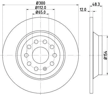 HELLA PRO VW диск гальм задн. Passat 14-, Golf, Tiguan HELLA PAGID 8DD 355 119481 (фото 1)