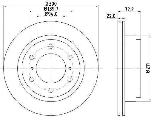 HELLA PRO MITSUBISHI гальмівний диск задн. Pajero 00- HELLA PAGID 8DD 355 118651 (фото 1)