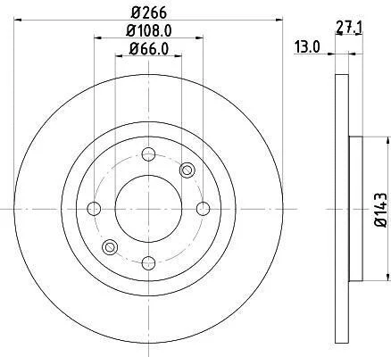 HELLA PRO PEUGEOT диск гальмівний перед. Partner 96- HELLA PAGID 8DD 355 105751 (фото 1)