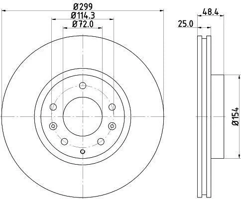 HELLA PRO MAZDA гальмівний диск передн. Mazda 6 07- HELLA PAGID 8DD 355 115771 (фото 1)