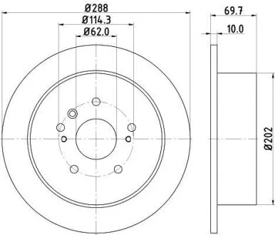 HELLA PRO TOYOTA гальмівний диск задн. Lexus RX 03- HELLA PAGID 8DD 355 114991