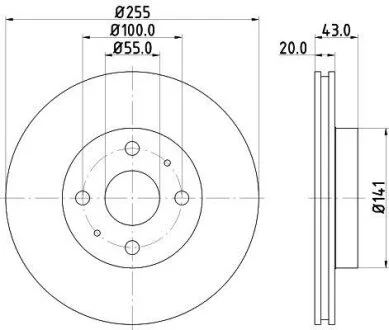 HELLA PRO TOYOTA гальмівний диск передн.Yaris 00-05 HELLA PAGID 8DD 355 108881