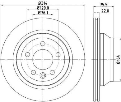 HELLA PRO VW гальмівний диск заднІЇ T5,Touareg 02- HELLA PAGID 8DD 355 109-801