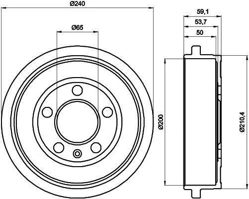 HELLA VW гальмівний барабан Skoda Fabia, Polo 00- HELLA PAGID 8DT 355 300371 (фото 1)