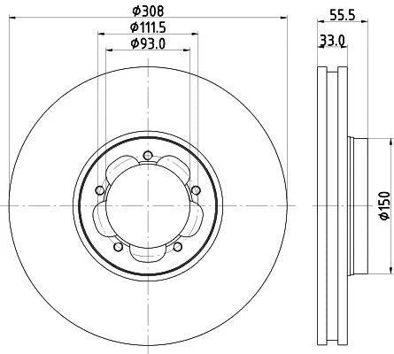 HELLA PRO FORD диск гальм. передн. TRANSIT 15- HELLA PAGID 8DD 355 123131 (фото 1)