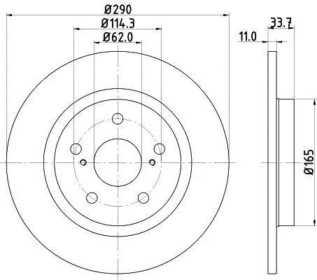 HELLA TOYOTA диск гальмівний задн. Avensis 09- HELLA PAGID 8DD 355 116121 (фото 1)