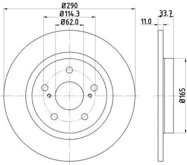 HELLA TOYOTA диск гальмівний задн. Avensis 09- HELLA PAGID 8DD 355 116121