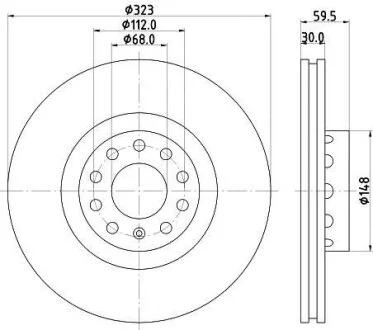 HELLA VW PRO гальмівний диск передн. PHAETON HELLA PAGID 8DD 355 118611