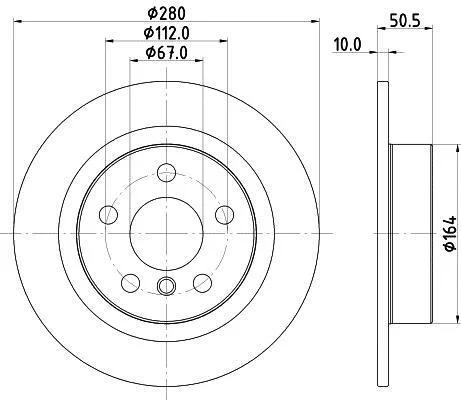 HELLA PRO BMW диск гальмівний задній X1/F48 HELLA PAGID 8DD 355 122661 (фото 1)