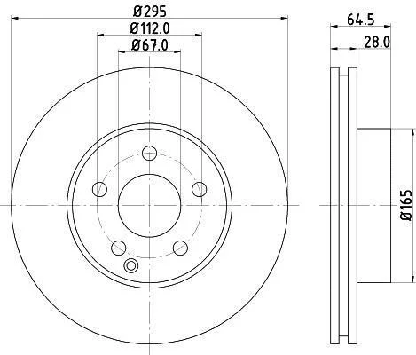 HELLA PRO DB гальмівний диск пер. C204 E212 HELLA PAGID 8DD 355 114201 (фото 1)