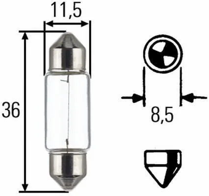 Лампа розжарювання HEAVY DUTY C5W 24V 5W SV 8,58 HELLA 8GM 002 092241 (фото 1)