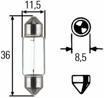 Лампа розжарювання HEAVY DUTY C5W 24V 5W SV 8,58 HELLA 8GM 002 092241