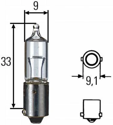 Автолампа BA9S 12V 10W BA9S T10W HELLA 8GH 002 473191 (фото 1)