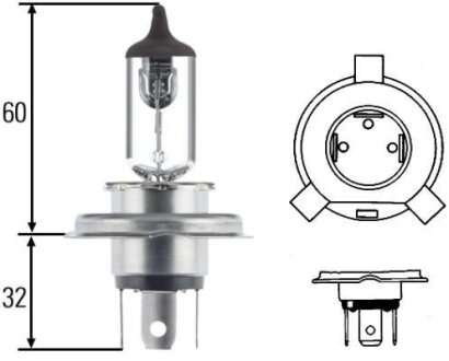 H4 12V 60/55W LONG LIGHT Автолампа (подвійний ресурс) HELLA 8GJ 002 525-481