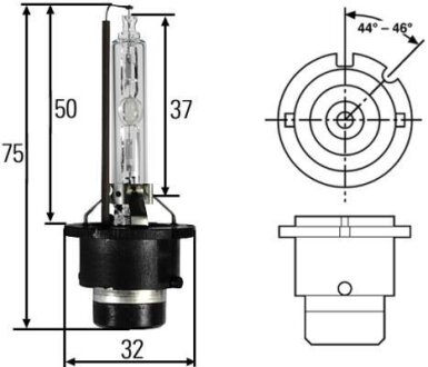 D2S Pk32d-2 12/24V 35W Газорозрядна лампа XENON HELLA 8GS 007 949-261