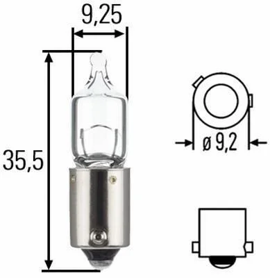 Лампа розжарювання H6W 12V 6W BAX 9s HELLA 8GH 007 643121 (фото 1)