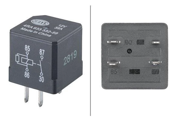 Реле (12V, 15A) CHEVROLET AVEO / KALOS, EPICA, EVANDA, HHR, LACETTI, NUBIRA, REZZO DAEWOO KALOS KIA RIO I, RIO III, SEPHIA, SPORTAGE OPEL GT, SINTRA SSANGYONG KYRON 01.92- HELLA 4RA933332591 (фото 1)