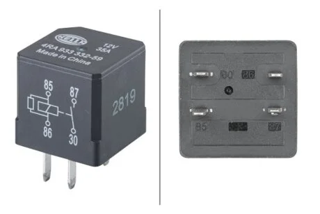 Реле (12V, 15A) CHEVROLET AVEO / KALOS, EPICA, EVANDA, HHR, LACETTI, NUBIRA, REZZO DAEWOO KALOS KIA RIO I, RIO III, SEPHIA, SPORTAGE OPEL GT, SINTRA SSANGYONG KYRON 01.92- HELLA 4RA933332591