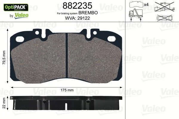 Гальмівні колодки, дискові VALEO 882235 (фото 1)