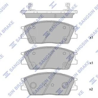 Комплект гальмівних накладок, дискове гальмо Hi-Q (SANGSIN) SP4372