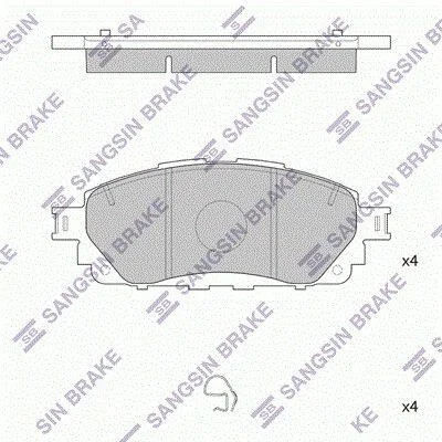 Комплект гальмівних накладок, дискове гальмо Hi-Q (SANGSIN) SP4264 (фото 1)