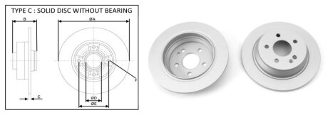 Диск гальмiвний, лiв/прав, задн APlus 61366AP