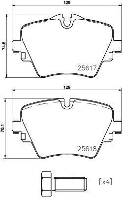 Комплект гальмівних накладок, дискове гальмо HELLA PAGID 8DB 355 023131 (фото 1)