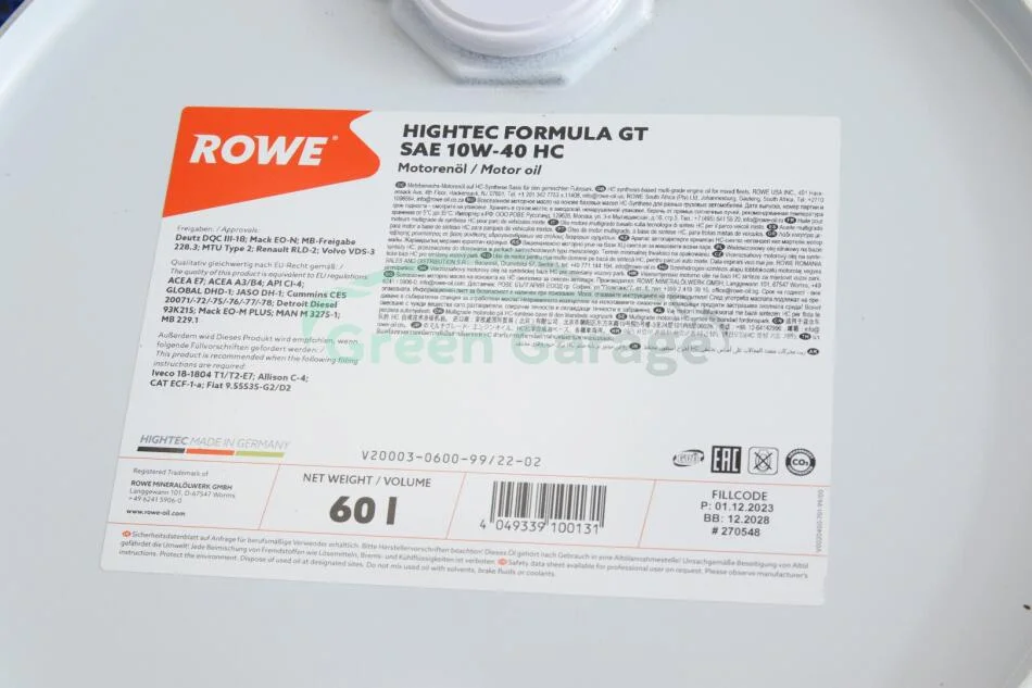 Олива моторна HIGHTEC FORMULA GT SAE 10W-40 HC (60 L) ROWE 20003060099 (фото 1)