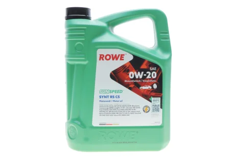 Олива моторна SUNSPEED SYNT RS C5 SAE 0W-20 (5 L) ROWE 4920379005099