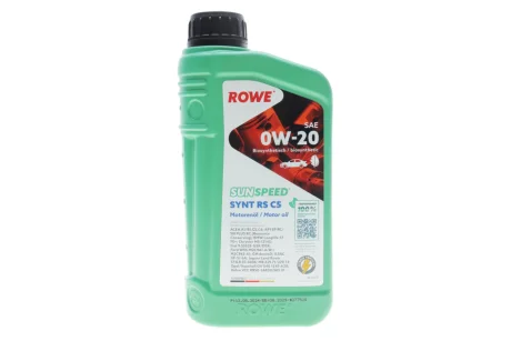 Олива моторна SUNSPEED SYNT RS C5 SAE 0W-20 (1 L) ROWE 4920379001099