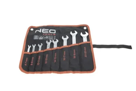Ключі з відкритим зевом, двосторонні, 6-22 мм, набір 8 шт.*1 уп. NEO TOOLS 09851