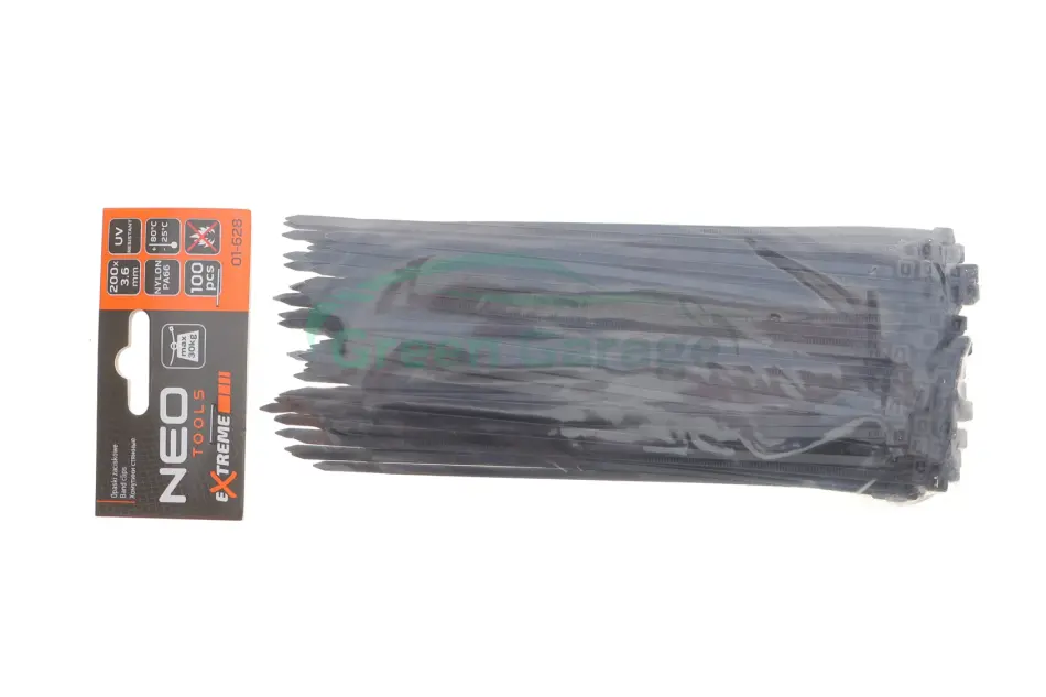 Стяжки кабельні кабельні EXTREME 3,6 × 200 мм, чорні, 100 шт. NEO TOOLS 01628 (фото 1)