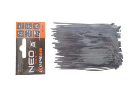 Стяжки кабельні кабельні EXTREME 2,5 × 100 мм, чорні, 100 шт. NEO TOOLS 01621