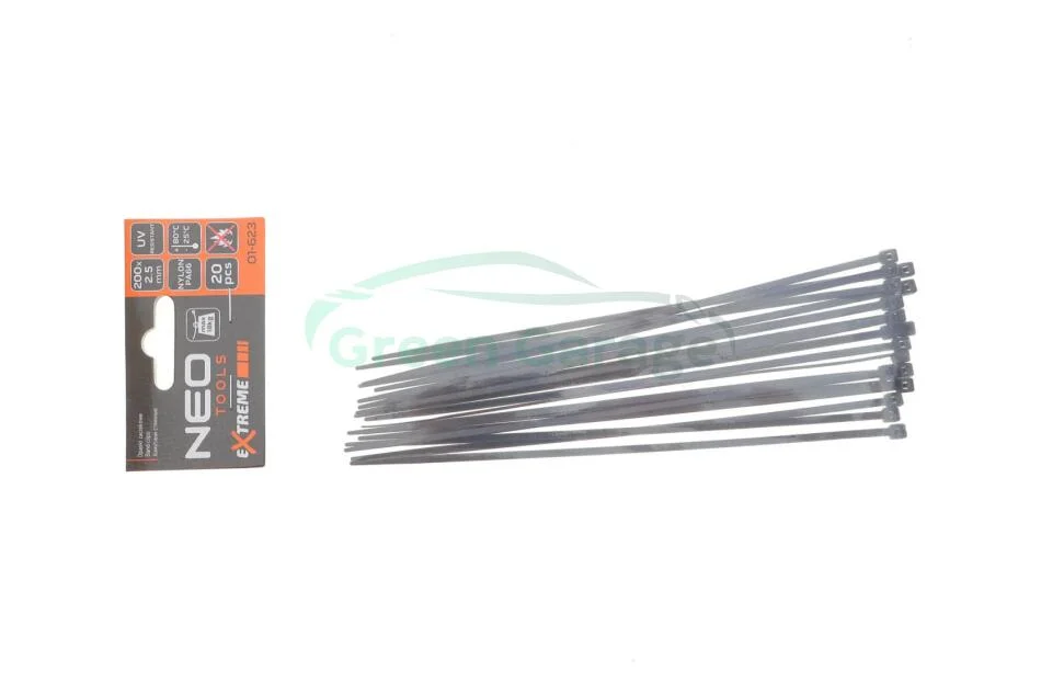 Стяжки кабельні кабельні EXTREME 2,5 × 200 мм, чорні, 20 шт. NEO TOOLS 01623 (фото 1)