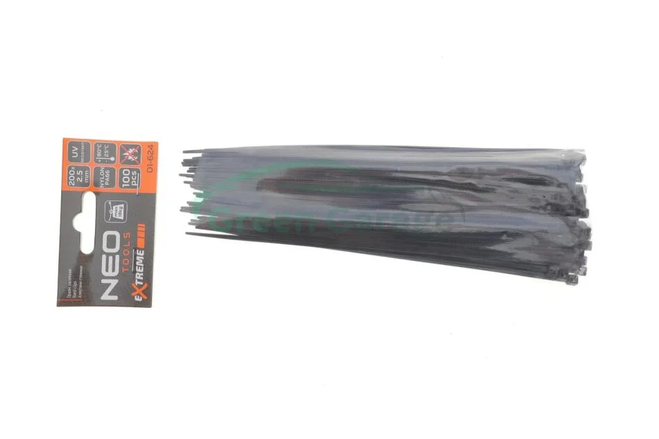 Стяжки кабельні EXTREME 2,5 × 200 мм, чорні, 100 шт. NEO TOOLS 01624 (фото 1)