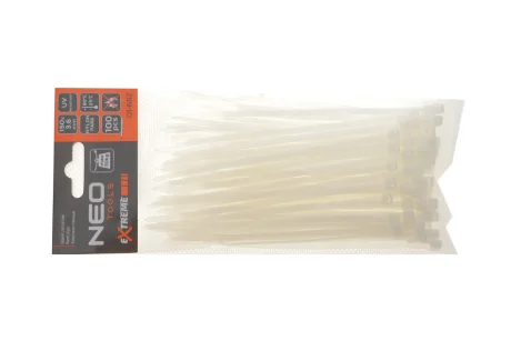 Стяжки кабельні EXTREME 3,6 × 150 мм, білі, 100 шт. NEO TOOLS 01652